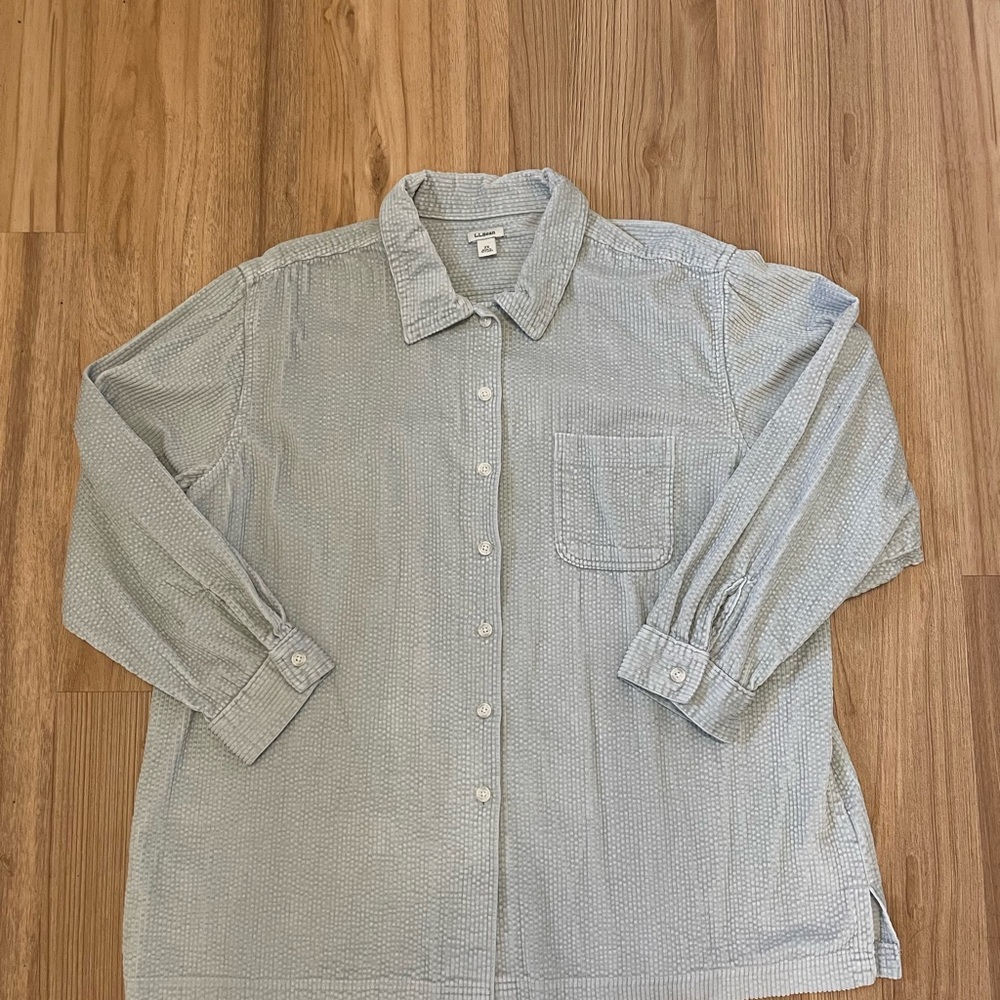 L.L. Bean Light Blue Corduroy Button Up